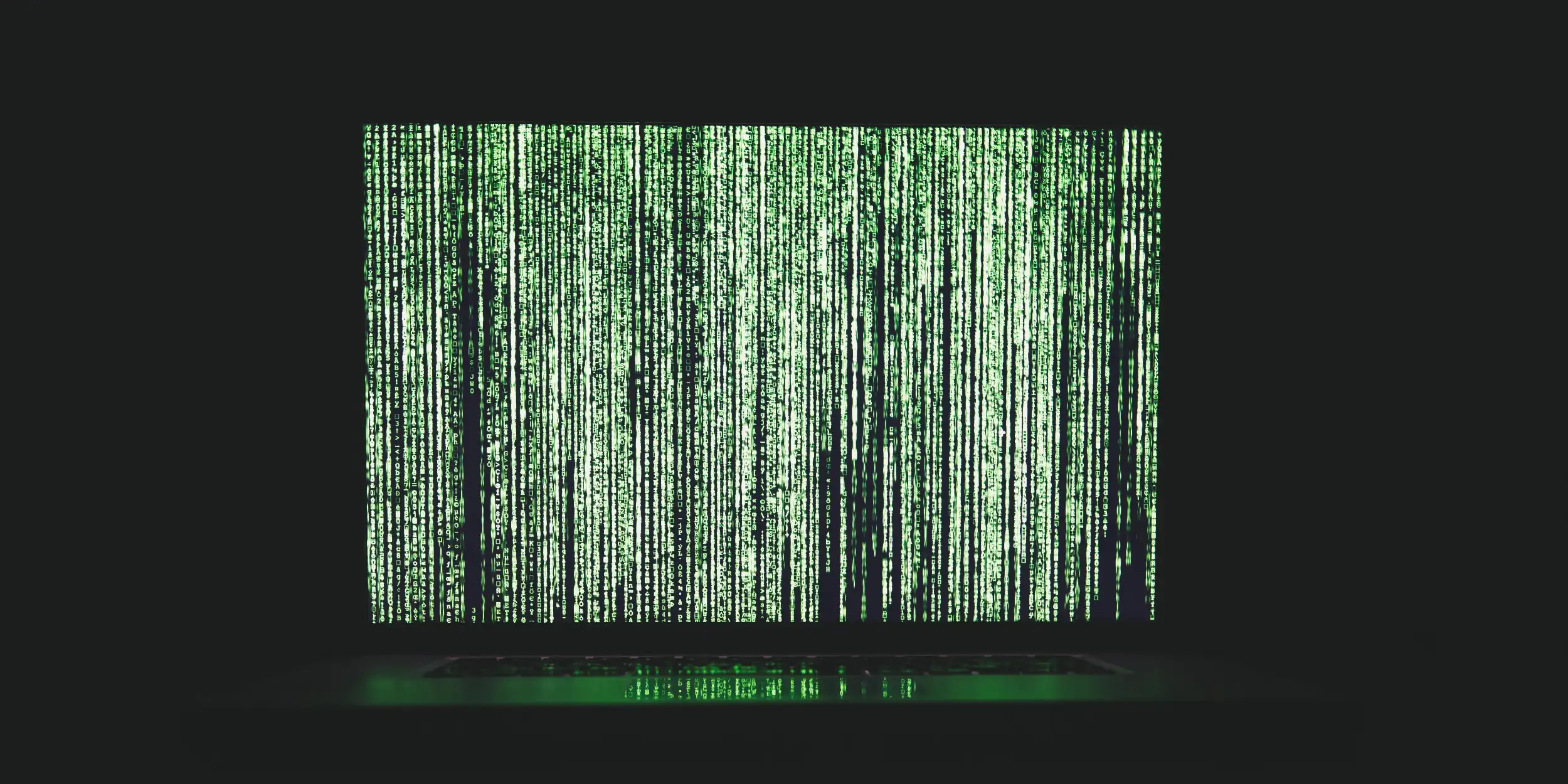 Pantalla computadora con información encriptada