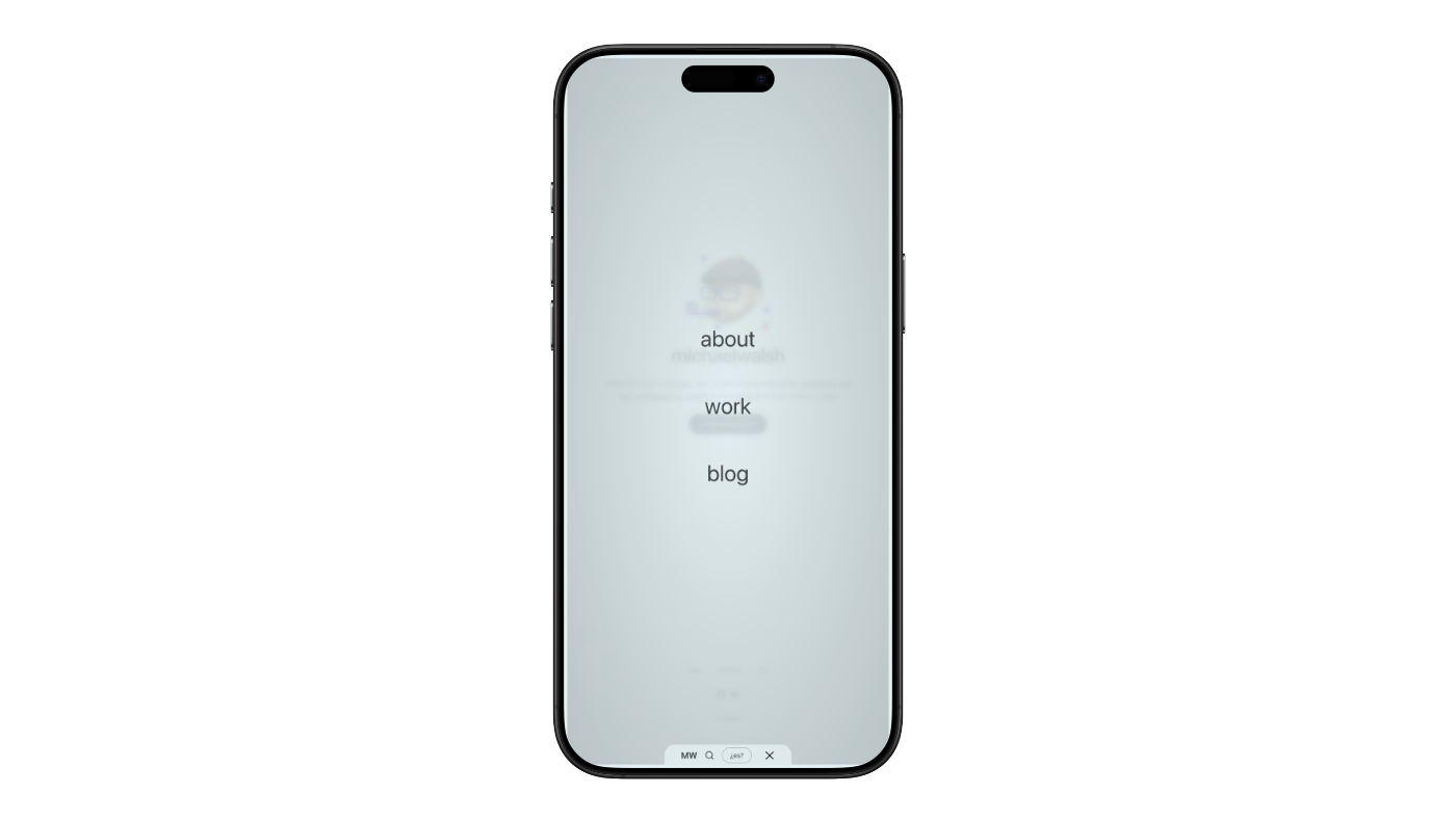Menú de navegación móvil superpuesto visto en un iPhone 16 Pro Max