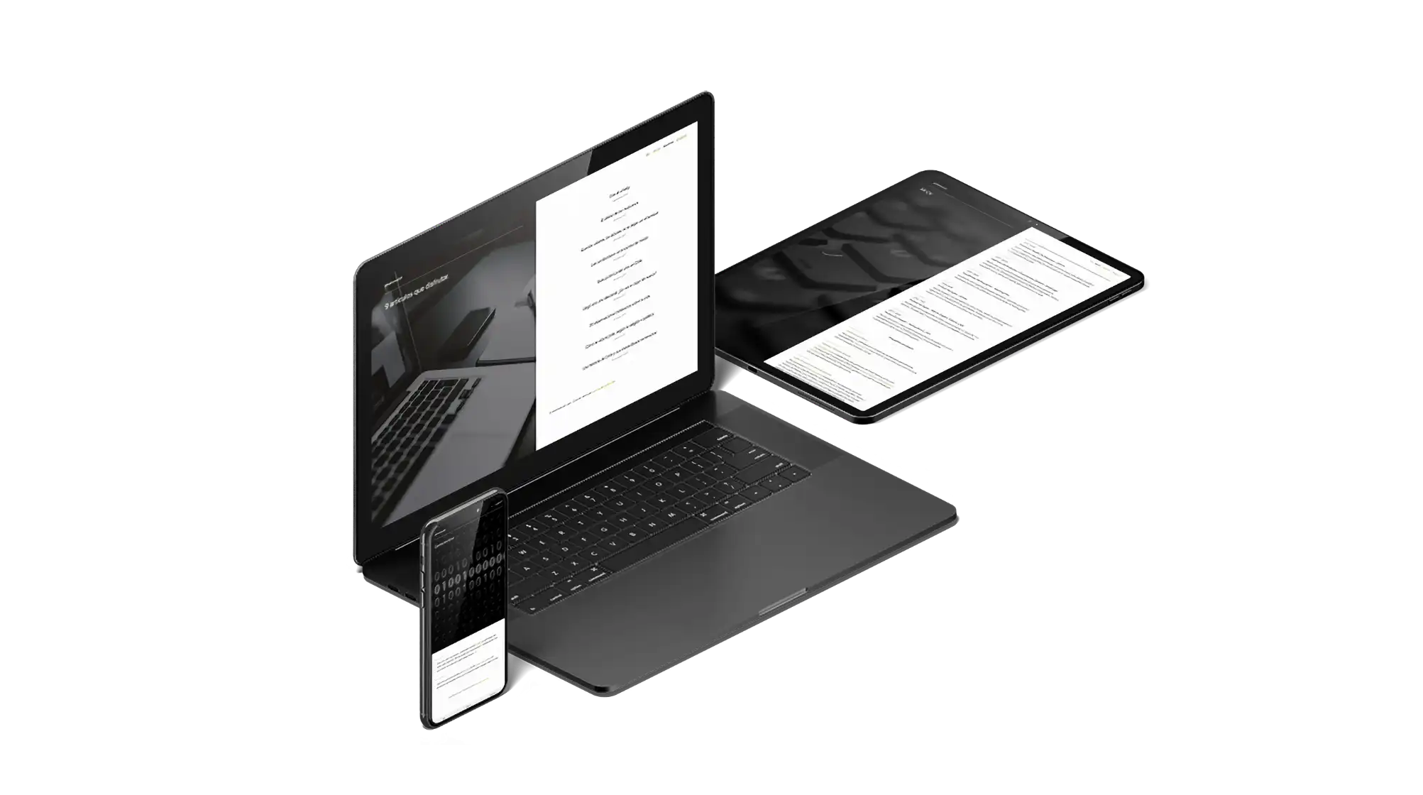Different views of Michael Walsh's website shown on iPad, Macbook and iPhone.
