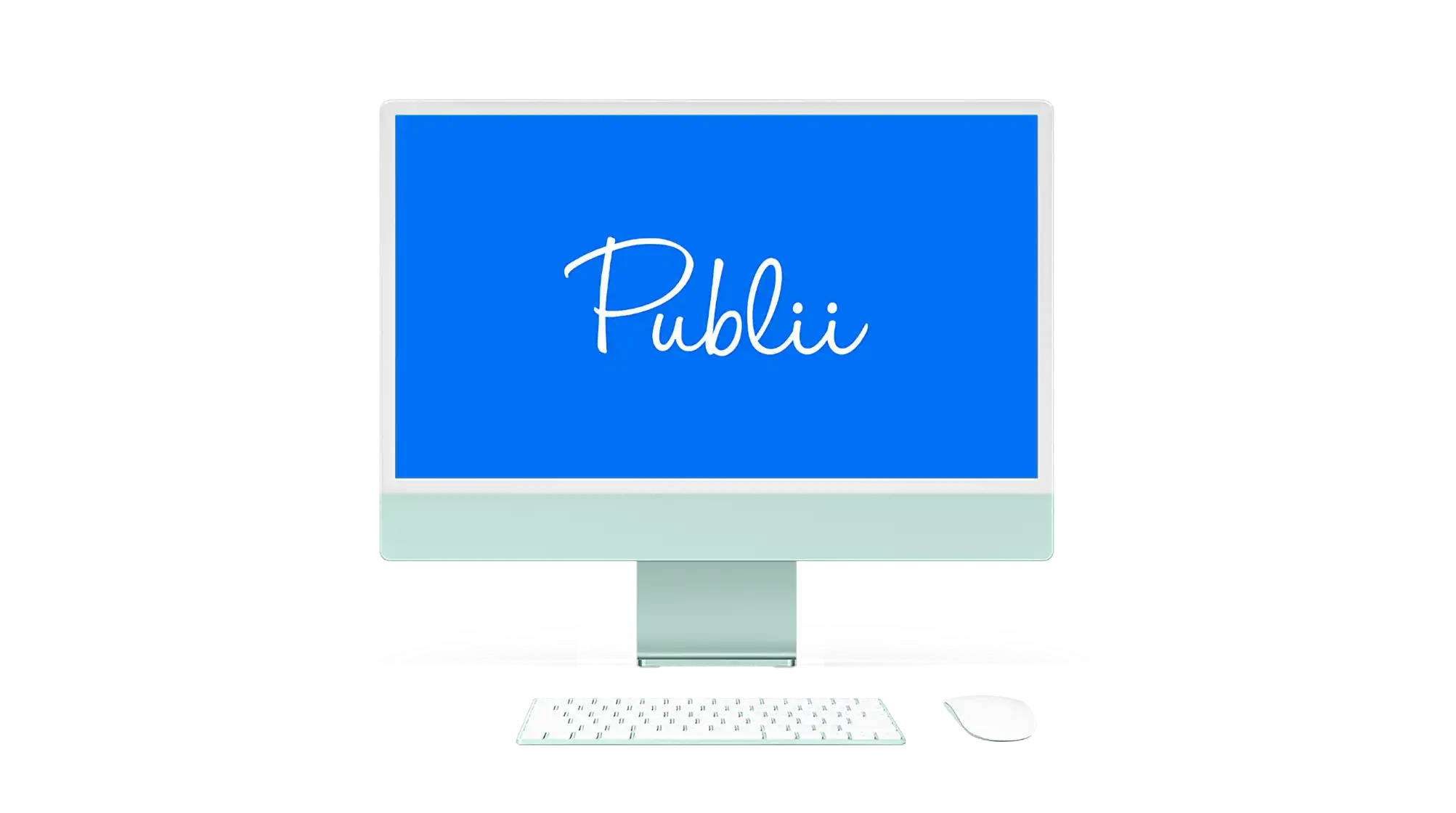 A computer monitor displaying the Publii logo, showcasing digital project management tools by Michael Walsh in Villarrica, Chile.